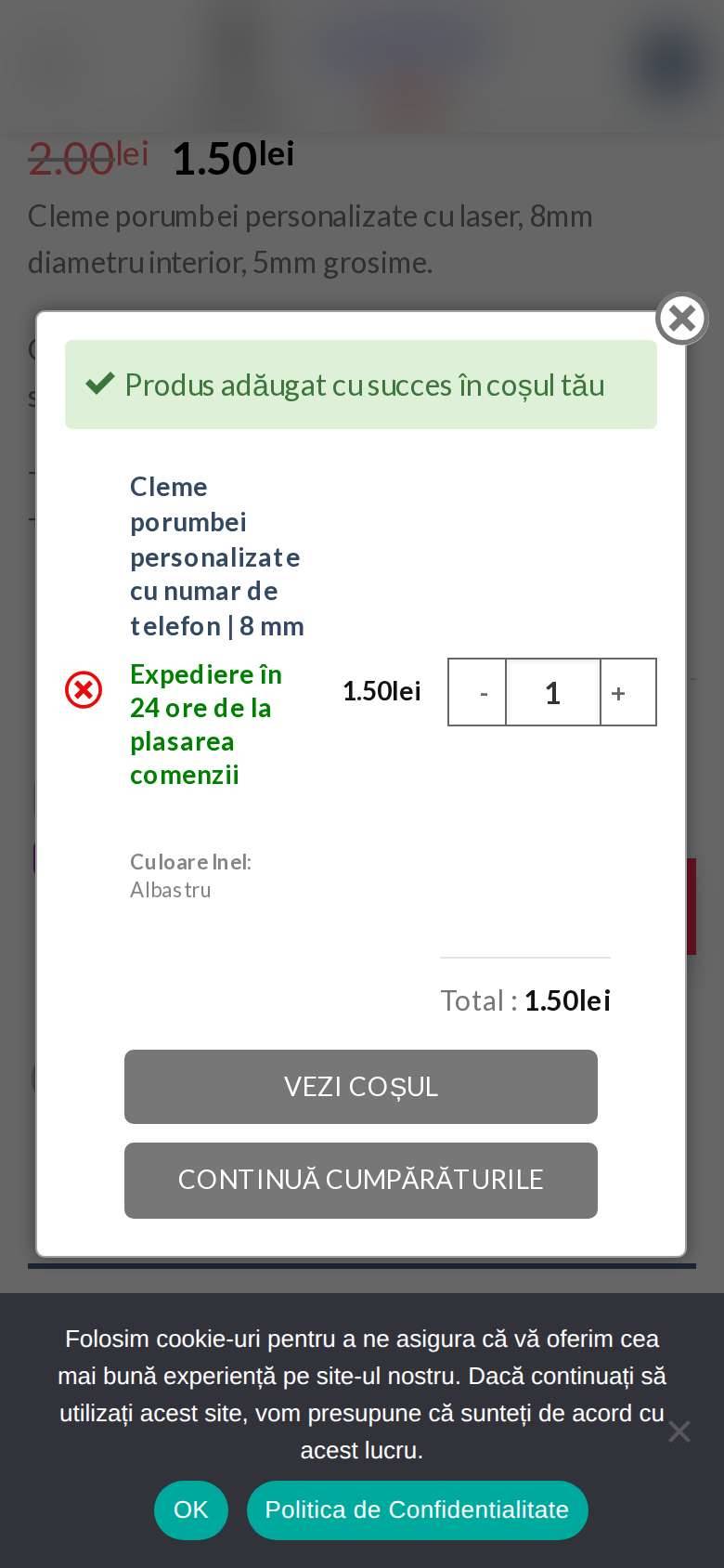 Captură: Lipsa câmpului pentru introducerea textului personalizat pe pagina produsului